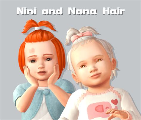 ~ Nini & Nana Hair ~ | Pixeloo on Patreon Sims 4 Mm Cc, Sims Four, Sims 2, The Sims 4 Bebes ...