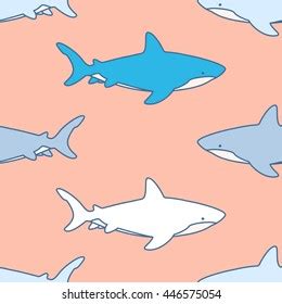Great White Sharks Seamless Pattern Sharks Stock Vector (Royalty Free) 446575054 | Shutterstock