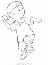 Caillou Throwing Ball Coloring Page For Kids  Free Printable sketch template