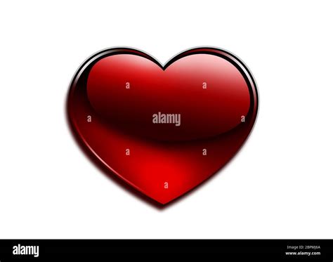Glossy Red Heart and Valentine Day Stock Photo - Alamy