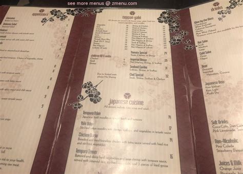 Menu at Yamato Japanese Restaurant, Gainesville