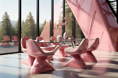Premium Photo | A modern design pink high tech interior dining room ...