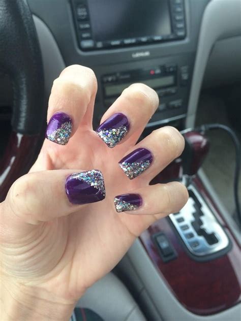 Dark purple with glitter | Purple glitter nails, Dark purple nails ...