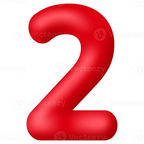 Red 3d number 2 isolated on transparent background. Decorative elements for banner, birthday or ...