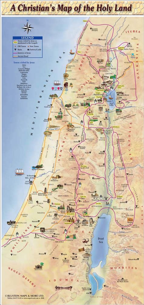 A Christian's map of the Holy Land | Bible mapping, Bible land, Bible