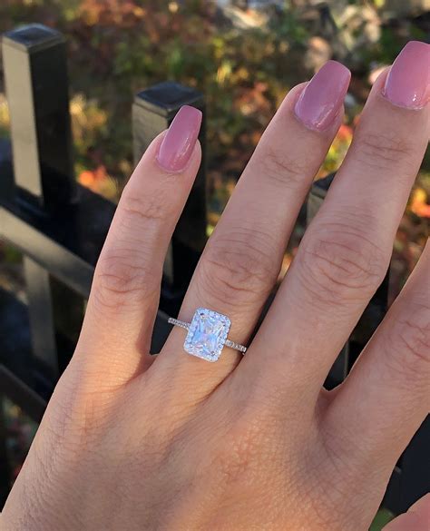 Beautiful Radiant Cut Engagement Ring. Halo Wedding Ring. High | Etsy