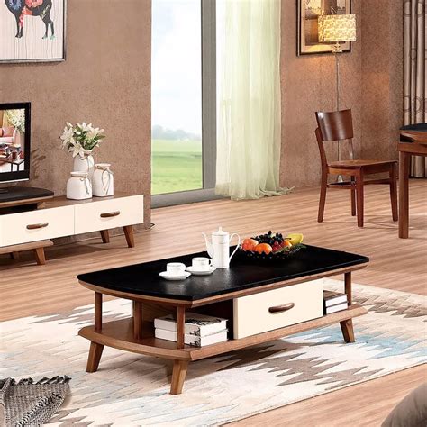 2018new Design Wooden Tea Table Set Design Modern Burning Stone Surface ...