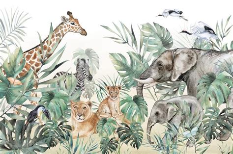 SAFARI - Customized wallpaper for children with animals - Wall Mural - Nursery wallpaper in 2020 ...