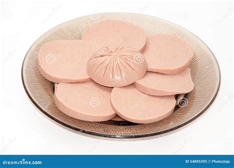 SLICES of BOLOGNA on the PLATE Stock Image - Image of ingredient ...