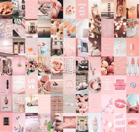 80 Pc Pink Collage Kit Digital Pink Aesthetic Photo Wall - Etsy