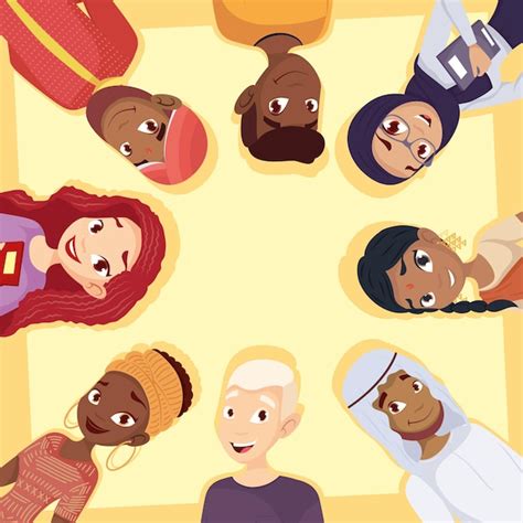 Premium Vector | Young group of diversity characters