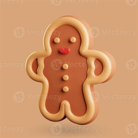 Gingerbread man 3D illustration 12801131 Stock Photo at Vecteezy