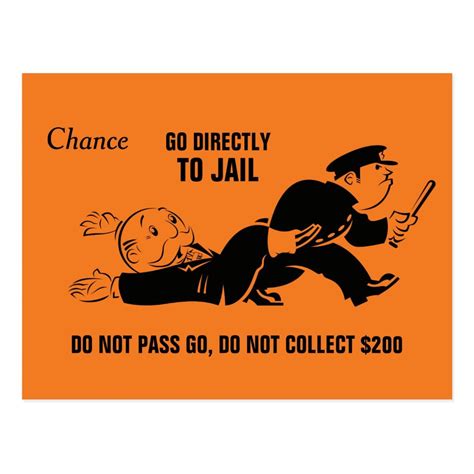 Vintage Monopoly Go To Jail Postcard | Zazzle.com | Monopoly cards, Custom monopoly, Monopoly