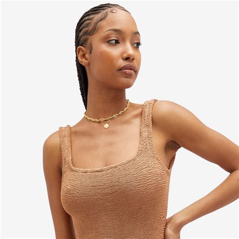 Hunza G Square Neck Swimsuit Metallic Cocoa | END.