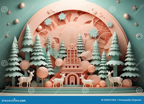 Elegant Stage Podium with Christmas Elements 3D Render for Festive Celebrations. Stock ...