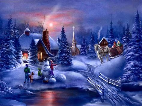 Christmas Winter Scenes Wallpaper Free - WallpaperSafari