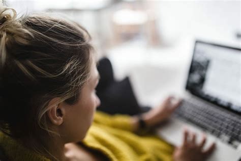 young, woman, sitting, sofa, working, laptop, caucasian, girl | Piqsels