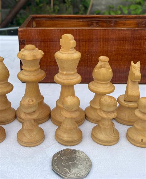 Vintage Chess Set Turned Wood in Wooden Box Chess Set - Etsy