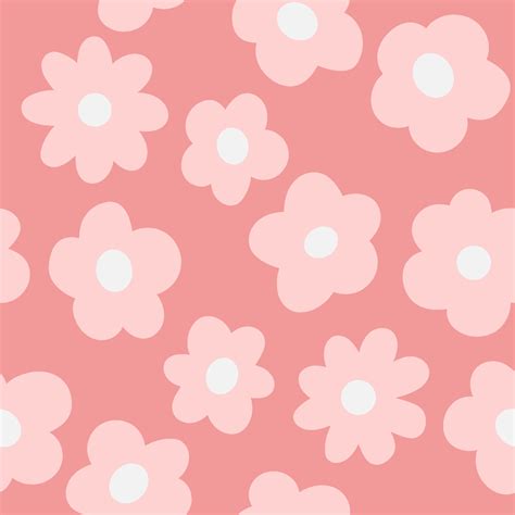 Pink Cartoon Flowers Background, Seamless Pattern Vector. Simple Modern Floral Print Design ...