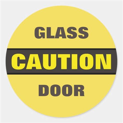 Caution Glass Door Classic Round Sticker | Zazzle.com