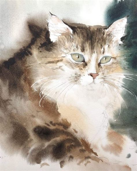 Konstantin Sterkhov Watercolor Paintings Nature, Watercolor Cat, Watercolor Animals, Cat Artwork ...