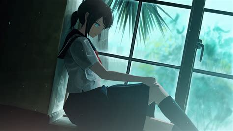 Schoolgirl Serenity: 4K Ultra HD Anime Wallpaper
