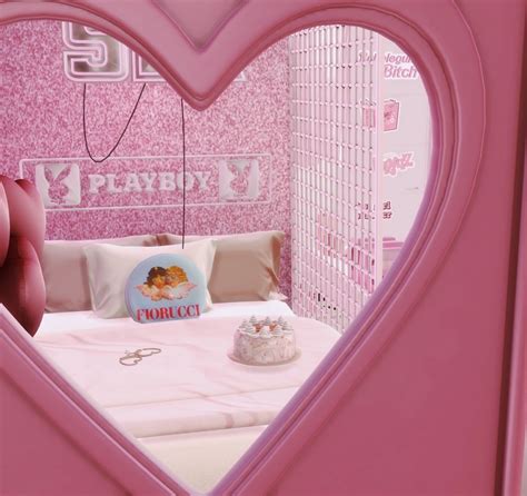 pink heart y2k room💕 Thanks to all the cc... - sims 4