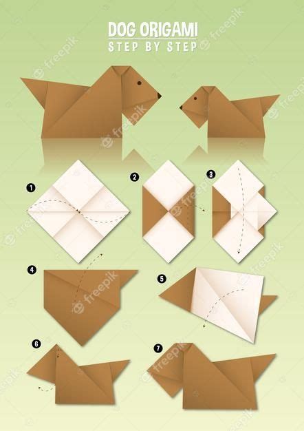 Premium Vector | Dog origami instruction step by step in 2024 | Origami ...