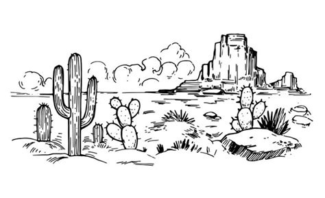 Cactus Simple Desert Landscape Painting - Gwerh