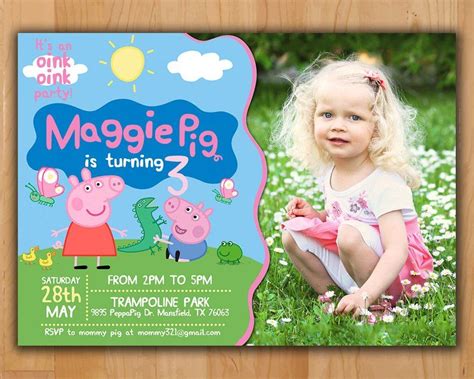 Peppa Pig Invitation - Peppa Pig Birthday Invitation - Peppa Pig Party Invite - Boy Girl ...