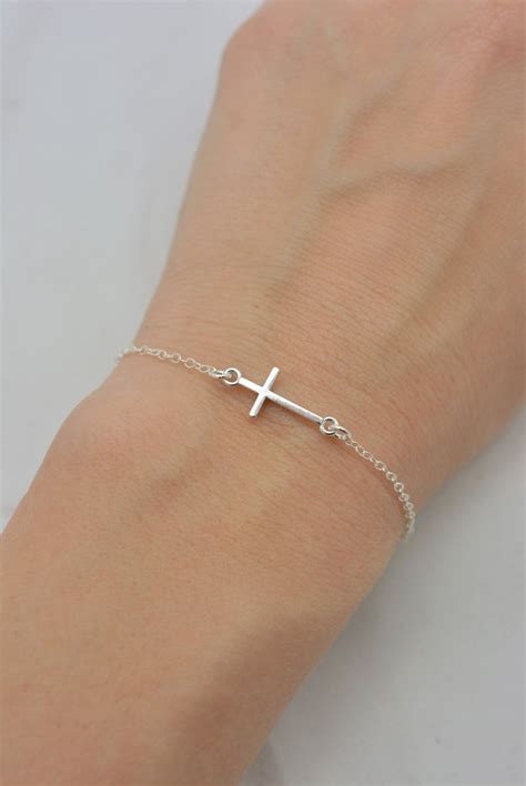 Sterling Silver Cross Bracelet Tiny Floating Cross Bracelet - Etsy