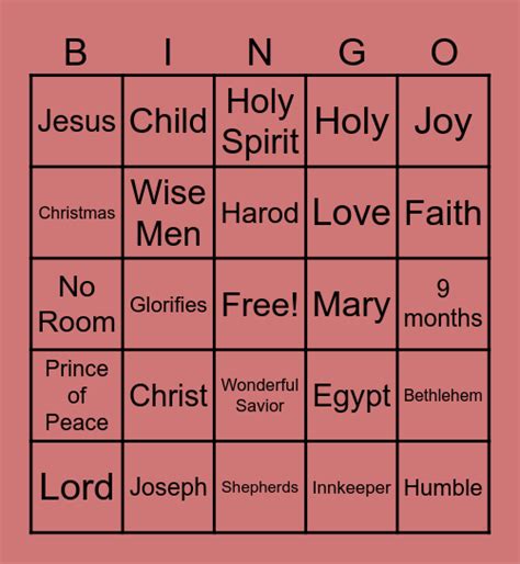Christian Christmas Bingo Card