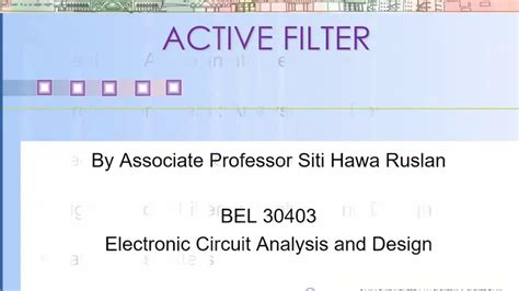 Introduction to Active Filter - YouTube