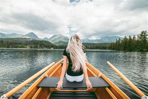 Young Blonde Woman Enjoying a Rowing Boat Free Stock Photo | picjumbo