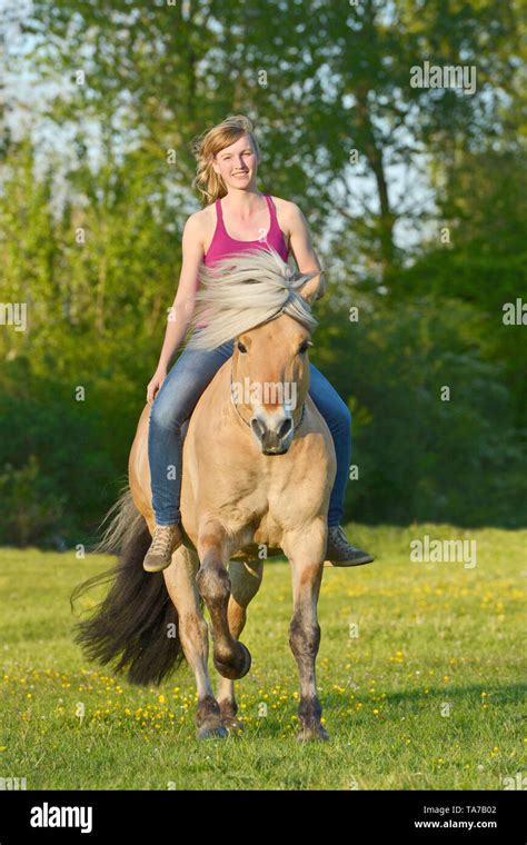 Woman girl riding bareback hi-res stock photography and images - Alamy
