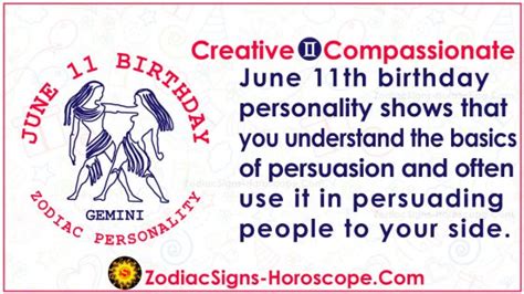 June 11 Zodiac (Gemini) Horoscope Birthday Personality and Lucky Things