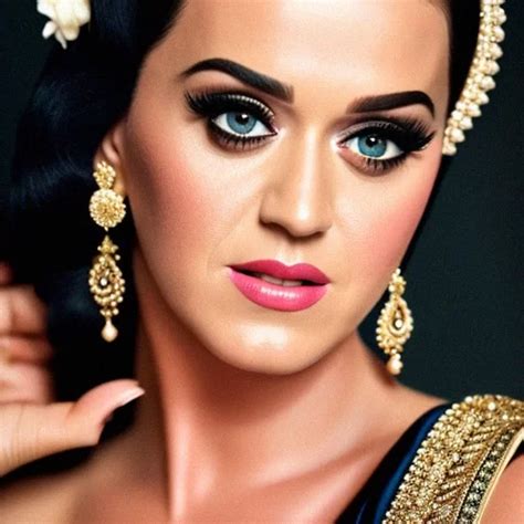 Ai Art Generator: Katy Perry maharani blouseless curvaceous kerala hindu blouseless saree