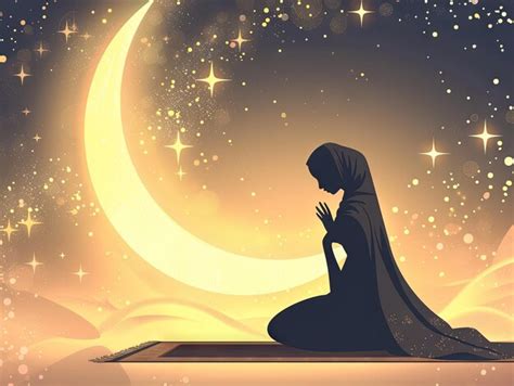 Premium Photo | Ramadan Muslim woman praying in silhouette style