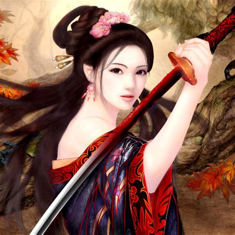 Beautiful and Sexy Samurai Sword Girl Anime Desktop Wallpaper