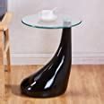 GOLDFAN Black Glass Coffee Side Table Modern Design High Gloss Sofa End ...