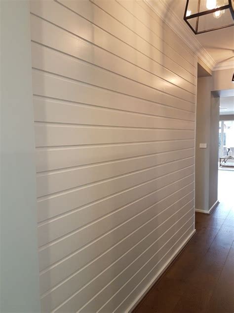 Horizontal timber panelling | White wood paneling, White wood wall ...