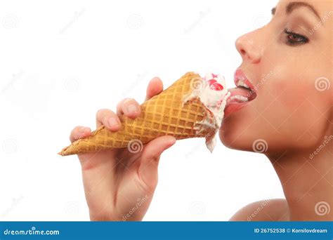 Woman eating ice cream stock photo. Image of dairy, naked - 26752538