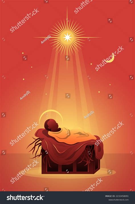Illustration Baby Jesus Manger Christmas Theme Stock Vector (Royalty Free) 2232458091 | Shutterstock