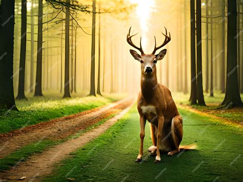 Premium AI Image | A deer with a forest background and a forest in the ...