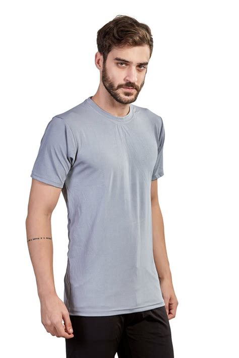 Round Polyester Mens Grey T Shirts at Rs 200 in Surat | ID: 25511005055