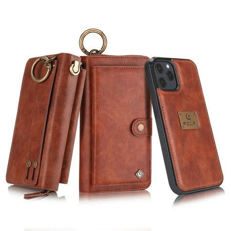 Dteck Wallet Case Compatible with iPhone 12 Pro Max 6.7 inch, 2 in 1 Leather Zipper Purse Large ...