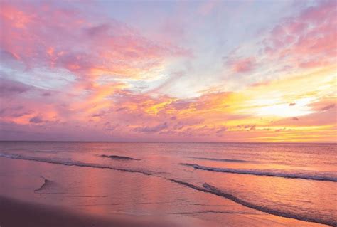 Pink Sunrise Sky Over the Ocean