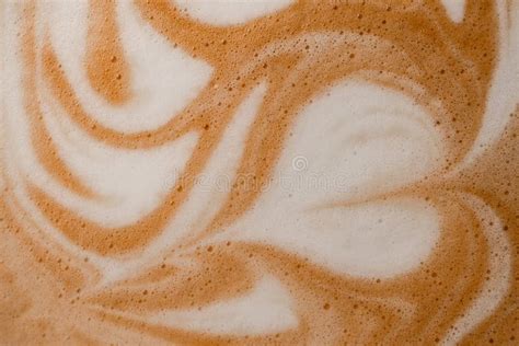 Close-up of Wonderful White Milk Patterns on Brown Foam of Coffee Drink. Stock Image - Image of ...