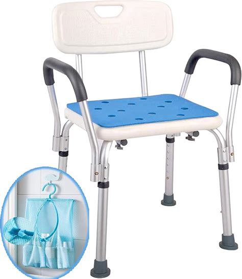 Medokare Shower Chair with Rails - Shower Seat with Arms for Seniors with Tote Bag and Handles ...