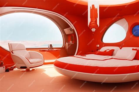 Premium AI Image | Mars Colony Chic Futuristic Bedroom with a Martian ...